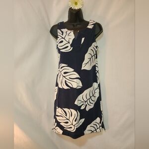 Banana Republic Navy and White Leaf Pattern Mini Dress